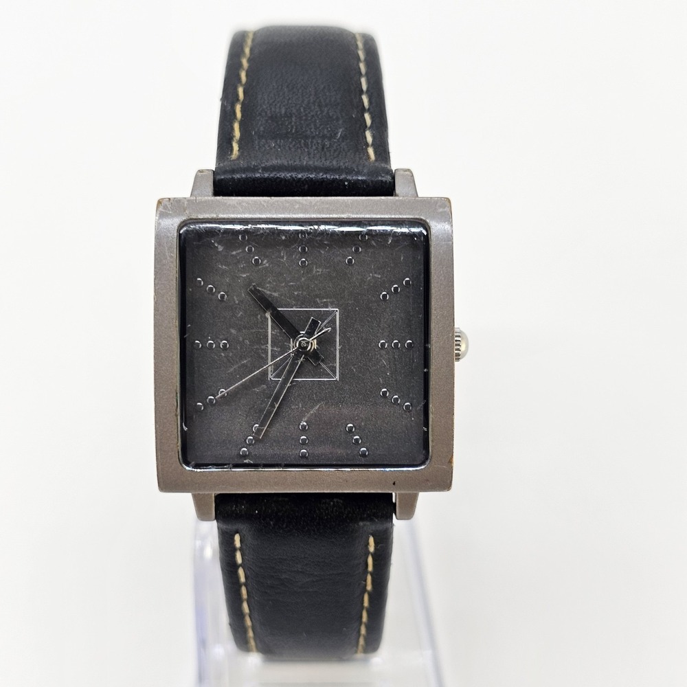 Women's Analog Watch 30MM Black Dial Black Leather Bands NEW Battery